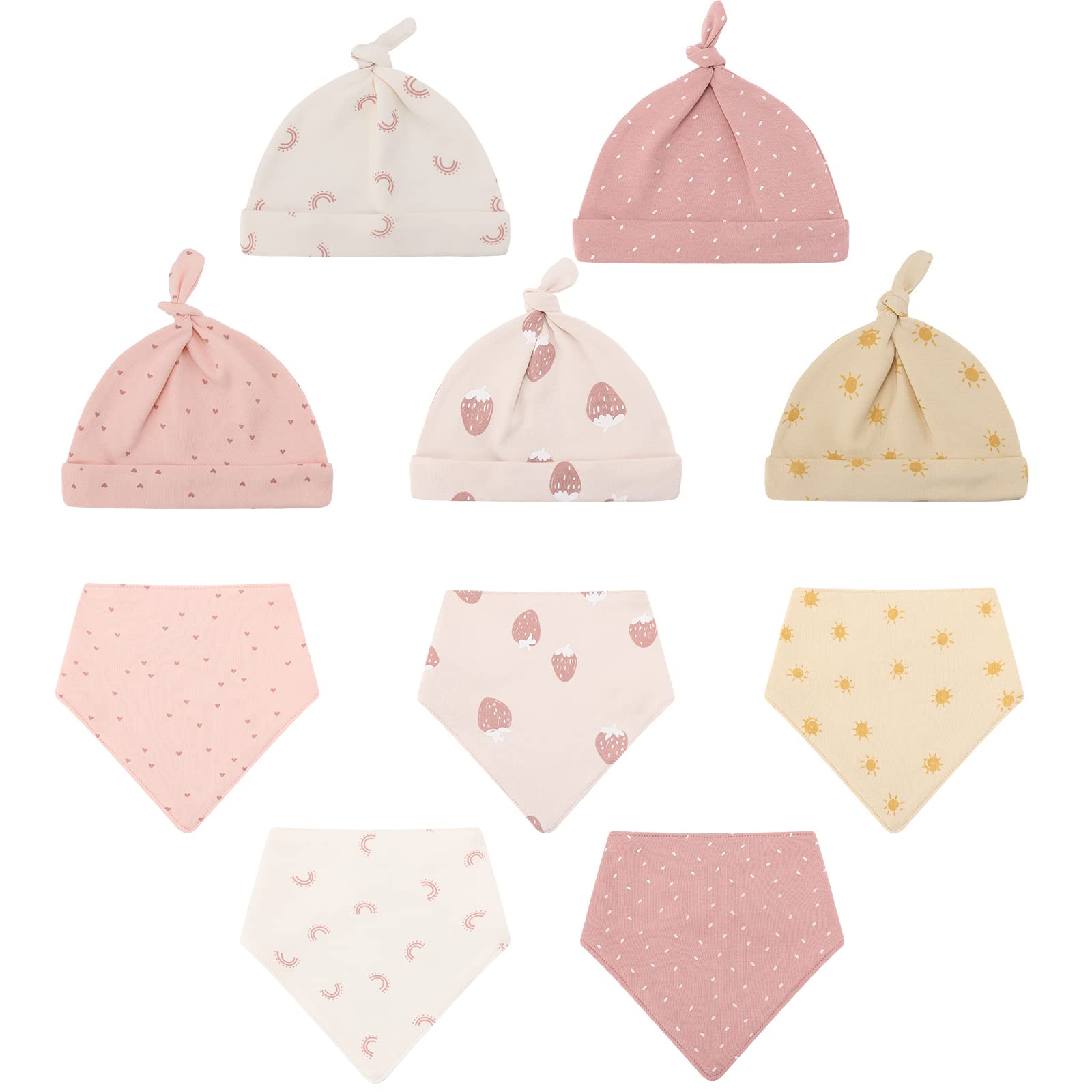 MAMIMAKA Conjunto de ropa para bebé recién nacido de 23 piezas, paquete de 5 mamelucos + 3 pijamas y accesorios para 0-6 meses