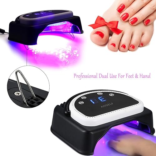 Miniatura 3 de Máquina para uñas Anself Pro 110 a 240 V (64 W), lámpara LED para secar y endurecer uñas de gel, herramienta de salón de belleza con mango para