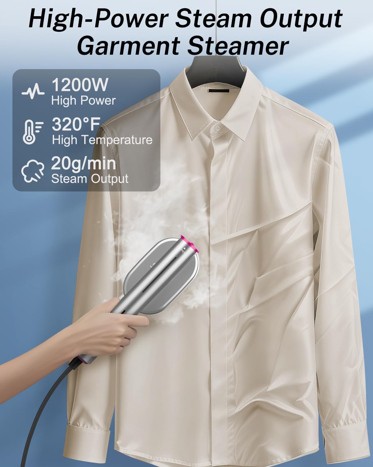 Steamer for Clothes,Travel Portable Handheld Mini Clothes Garment Steamer lron 2 In 1,Fast 10s Heat-Up,Rotatable Broad 1200W Effortless for Travel Office Home 110-120V Purple