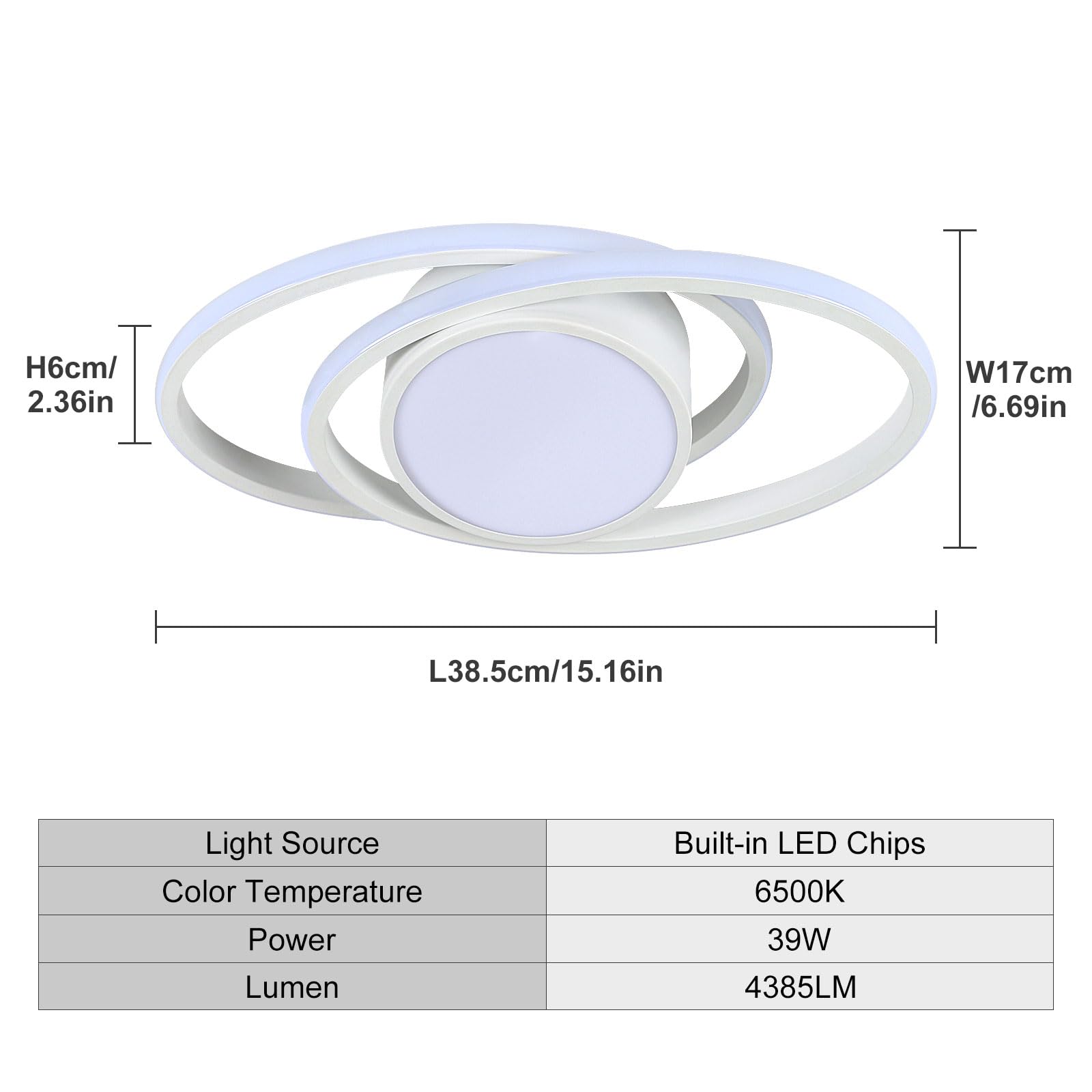 Osairous 39W Plafon LED Techo 6500K 4290LM Lampara Techo Redonda 38CM Lampara LED Techo Moderna para Salón, Dormitorio, Pasillo, Comedor