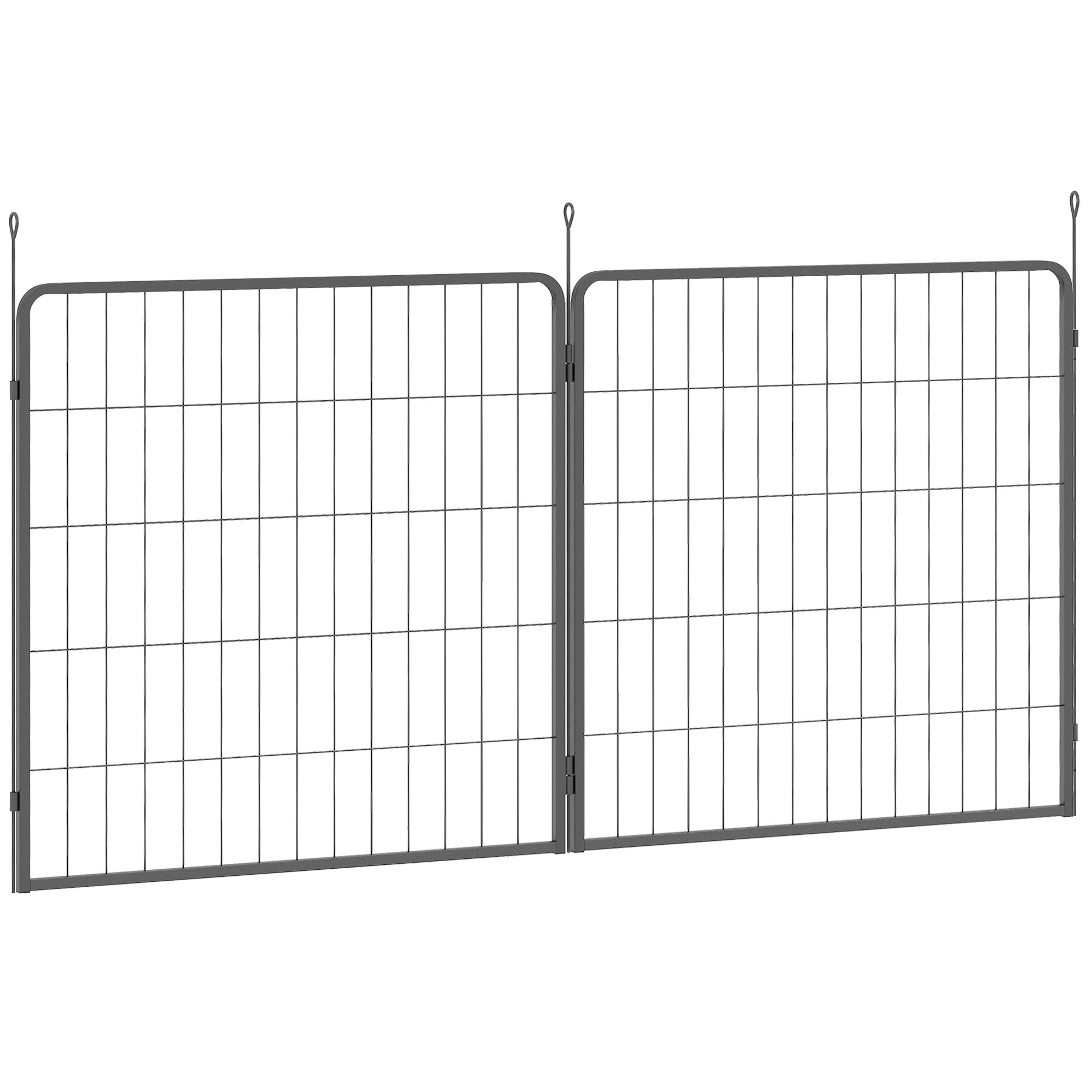 PawHut Welpenlaufstall, 2-teilig 80cm hoch Welpenauslauf mit 2 Gitterplatten Stahl Hundelaufstall Freilaufgehege für kleine, mittlere Hunde, für drinnen und draußen, Grau