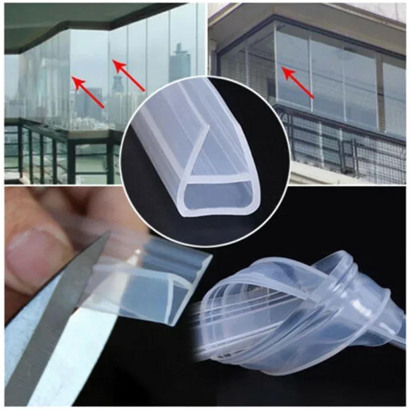 Tira Sellado Tiras De Sellado For Puertas Vidrio En Forma H/F/U, Silicona, For Baño, Ducha, Burletes, Cinta(H,6.0m,8mm)