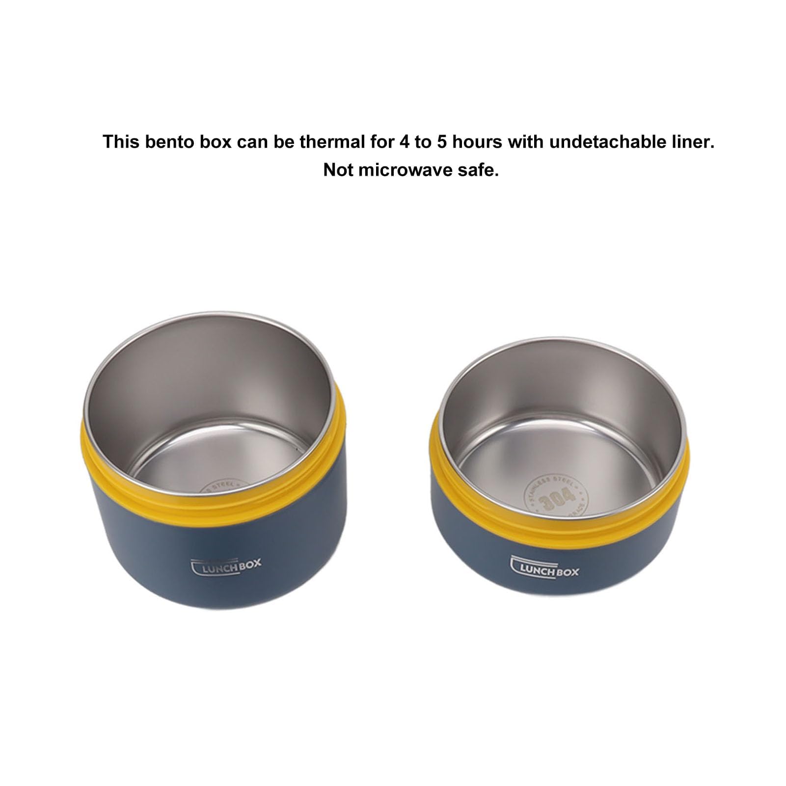 4 Pezzi Cibo Thermo, Contenitore Termico per Alimenti Caldi Contenitori per il Pranzo Isolato Sigillati in Acciaio Inox Rotonda con Maniglia, Borsa, per Cibi Caldi e Freddi (Isolato-Blu Mare)