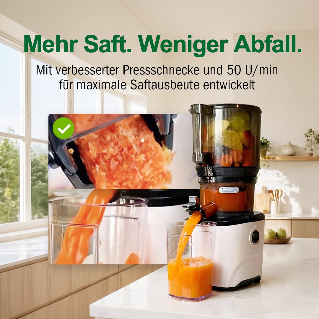 Kuvings AUTO10S Entsafter – Pflegeleichter Slow Juicer mit 3L Fassungsvermögen und 200W Motor ideal für Obst, Gemüse und Smoothies. (Matt Black) KHS-2571