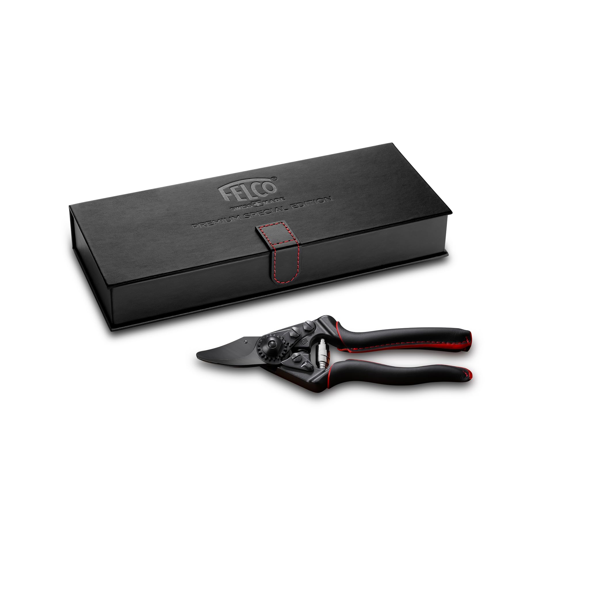 FELCO 6 Premium SE sekator bypass dla praworęcznych, edycja specjalna, hartowane ostrze, czarne aluminiowe uchwyty, średnia dłoń (M), cięcie 20 mm, profesjonalne narzędzie szwajcarskie