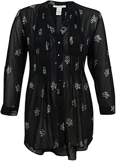 American Rag Women's Plus Size Floral-Print Blouse (2X, Classic Black Combo) - coolthings.us