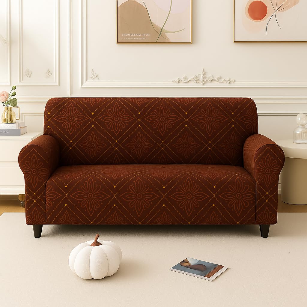 Homerz Premium 3 Seater Universal Elastic fit Sofa Cover Fully Covered, Non-Slip Sticky Elastic Stretchable Sofa Set Slipcover Protector (Luxury, 3 Seater)