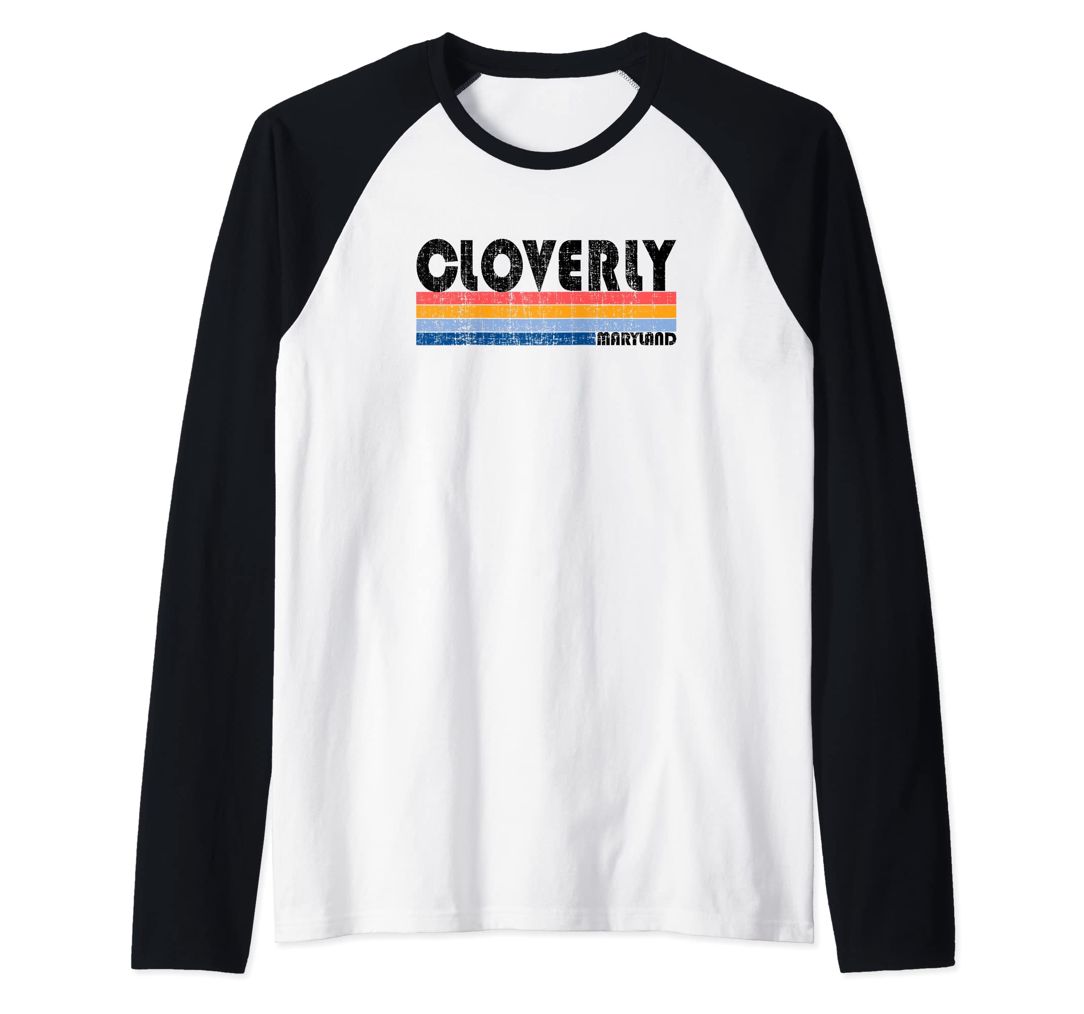 Show your Cloverly, MD Hometown Pride with this Retro 70s 80 Raglan Baseball Tee