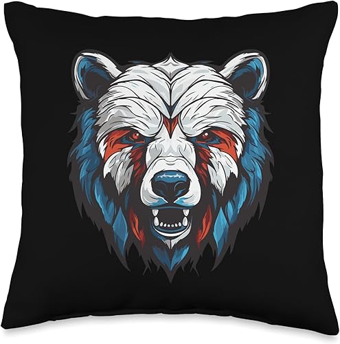 Animal Portrait Cabeza de oso polar Almohada de entrenamiento de gimnasio, 16 x 16, multicolor