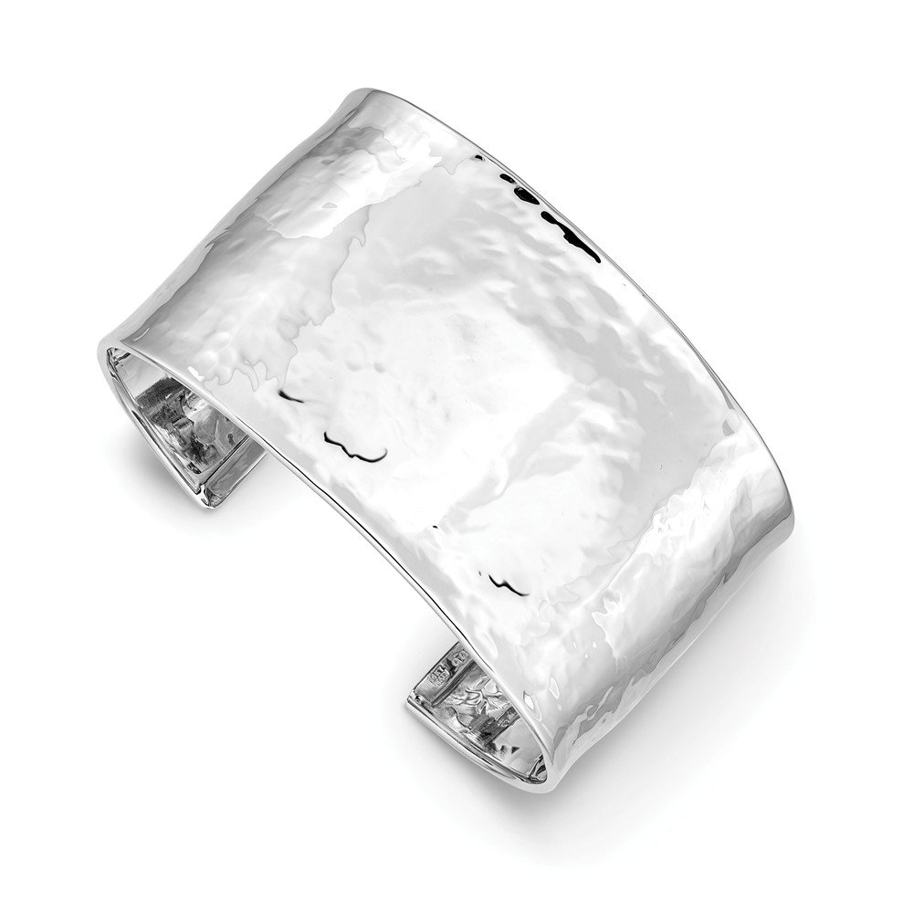 14K White Gold 37mm Hammered Polished Bangle