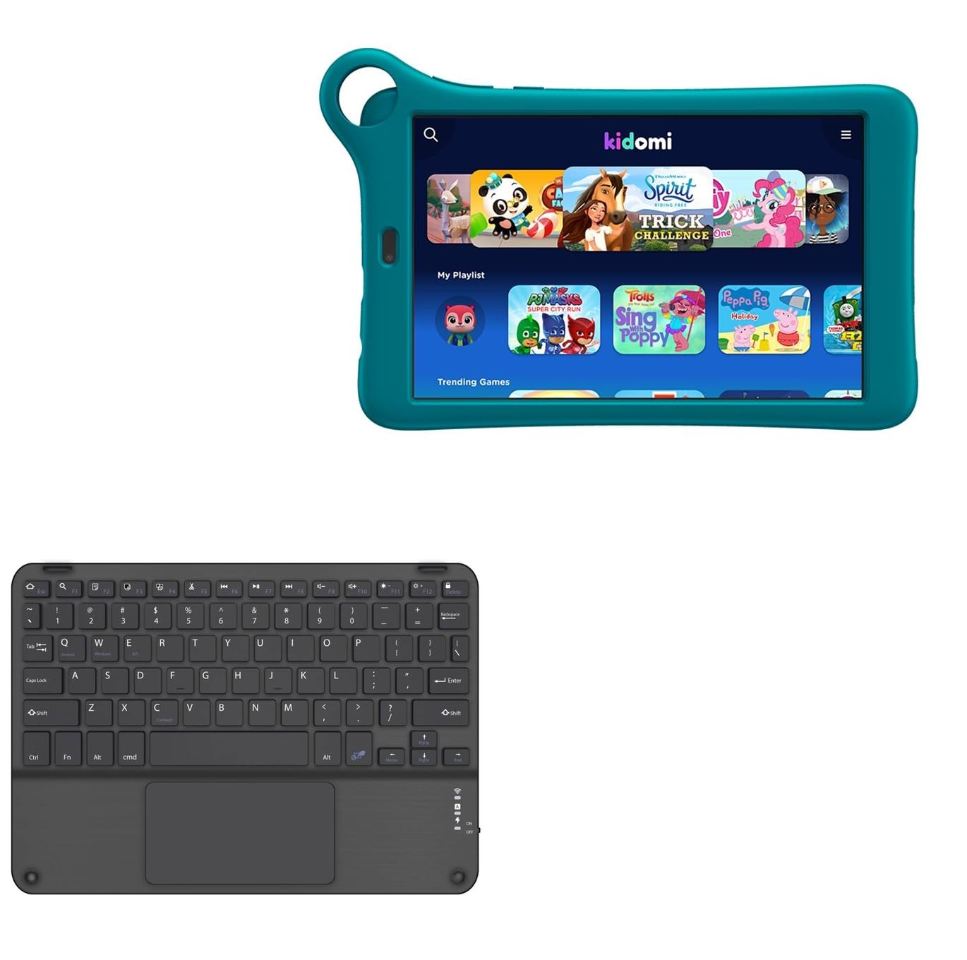 BoxWave Keyboard Compatible with Alcatel Joy TAB Kids 2 - SlimKeys Bluetooth Keyboard with Trackpad, Portable Slim TouchPad - Jet Black