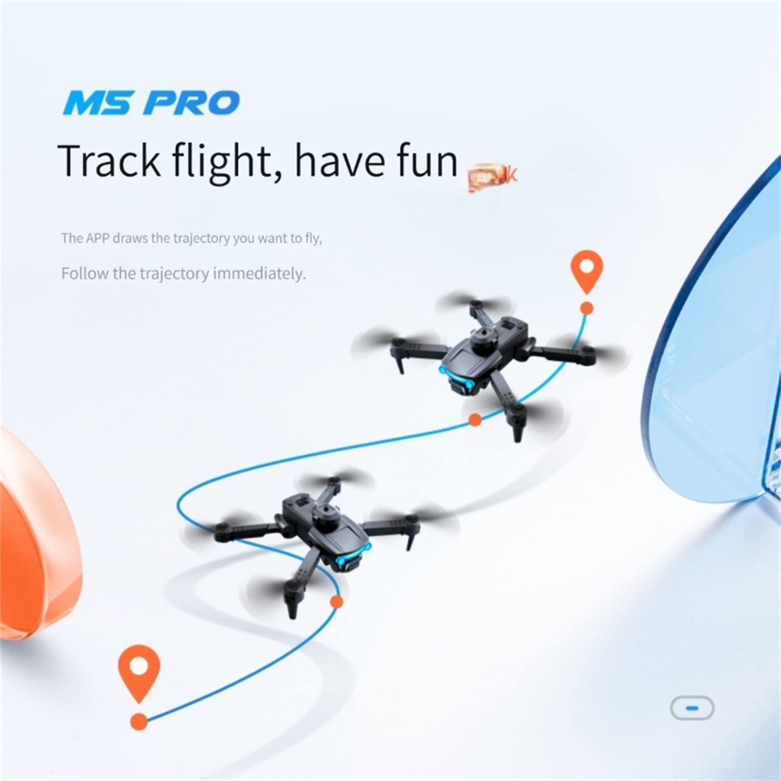Dron FPV Plegable con Cámara WiFi 4K HD Ajustable, Cuadricóptero RC Ligero para Niños Adultos Principiantes, 2 Baterías Modulares, Desplazamiento Automático, Control De Aplicación