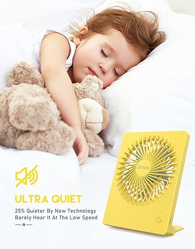 Miniatura 9 de Zuvas Ventilador de escritorio con pilas recargable de inclinación de 180  plegable personal ultra silencioso pequeño ventilador portátil morado