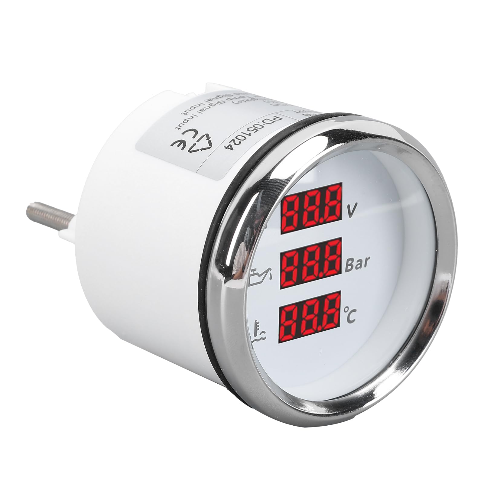 Digital, Medidor de Temperatura de Presión de Aceite de Voltaje de 52 Mm, Retroiluminación Roja, Voltímetro de Presión de Aceite de Temperatura Digital para Barco, Yate, RV, 9 a