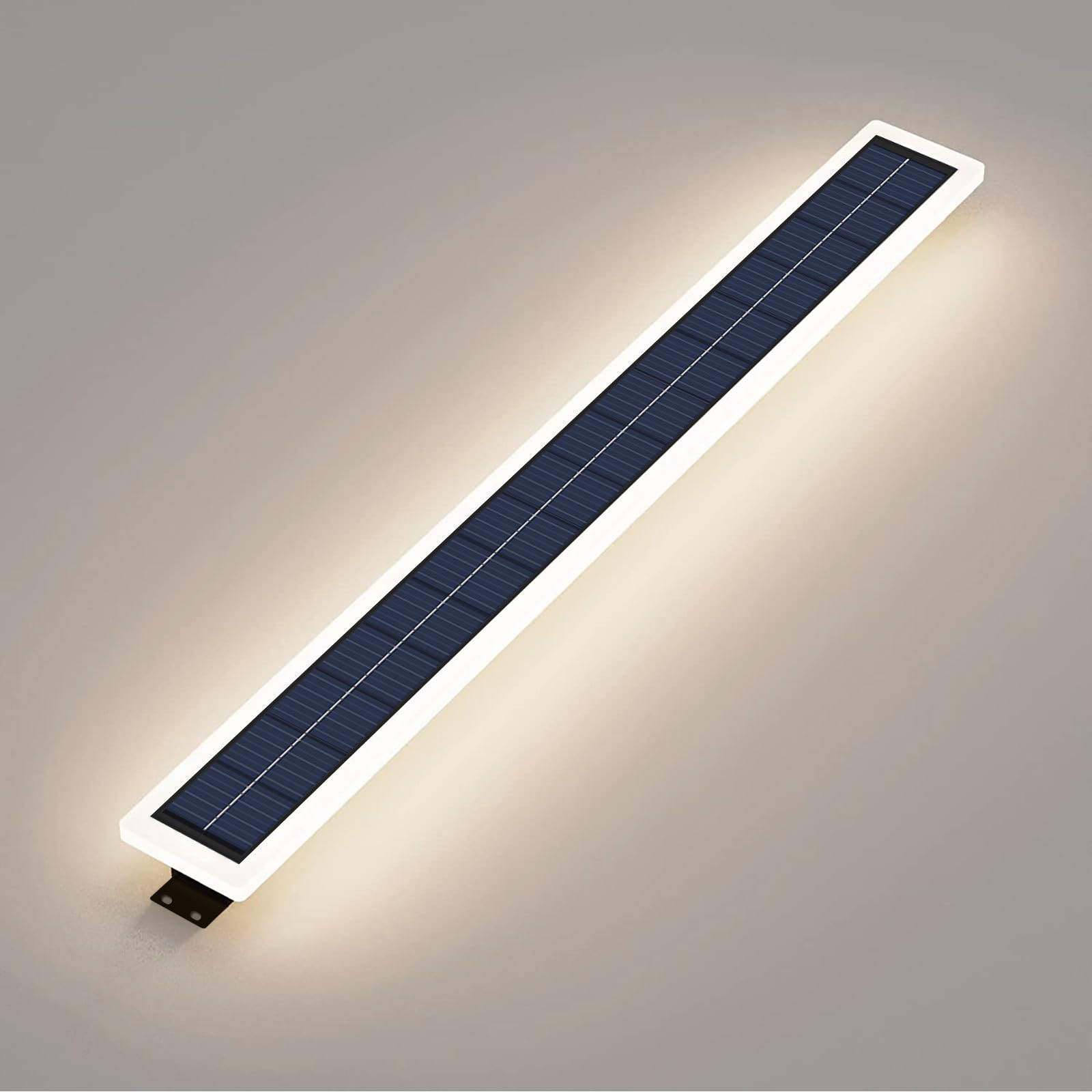 Solar Wandleuchte Aussen 60cm LED Solarlampen für Außen Wand 10W Solarbetrieben Kabellos Lange Außenwandleuchten Wasserdichte Acryl Wandlampe mit Druckknopf Schalter, Warmweiß Lampe
