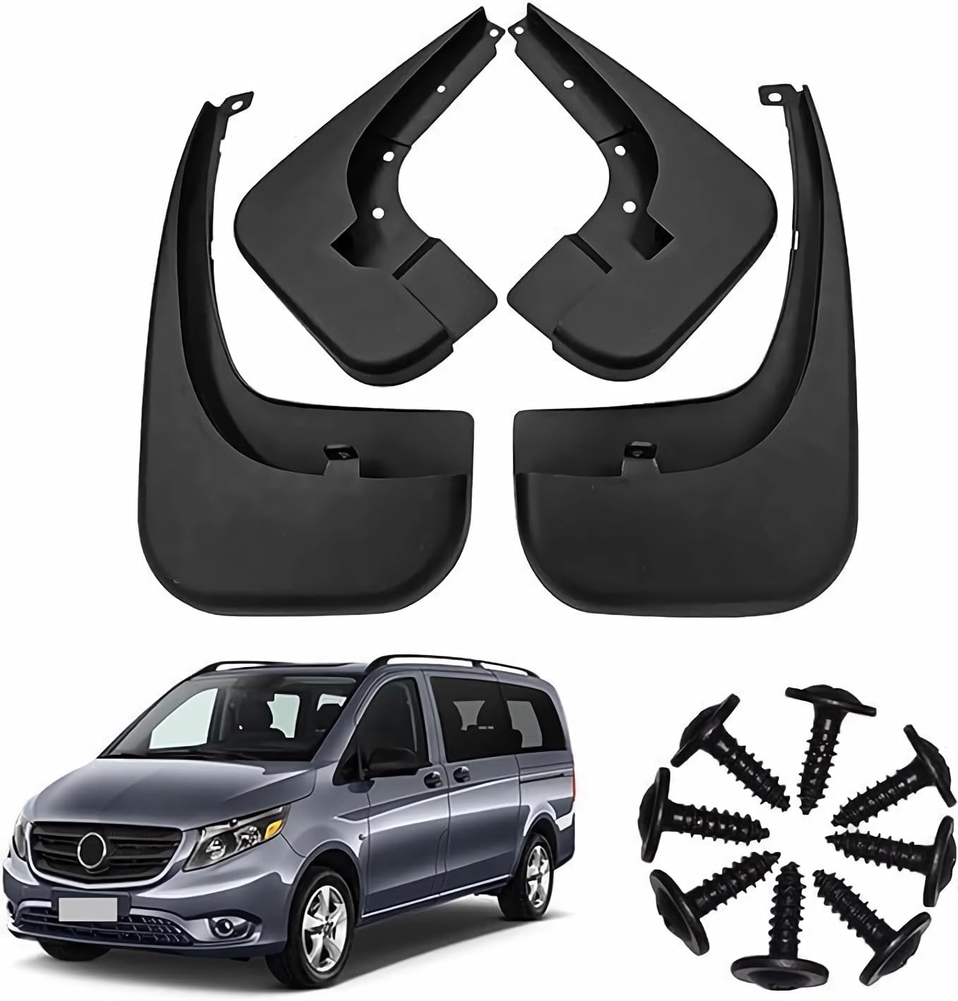 4 Stuks Auto Spatlappen voor Mercedes Benz Vito 2016-2021, Voor/Achterwiel Spatlappen, Spatbord Mud Guard Splash Flap Waterdichte Spatschermen Fender