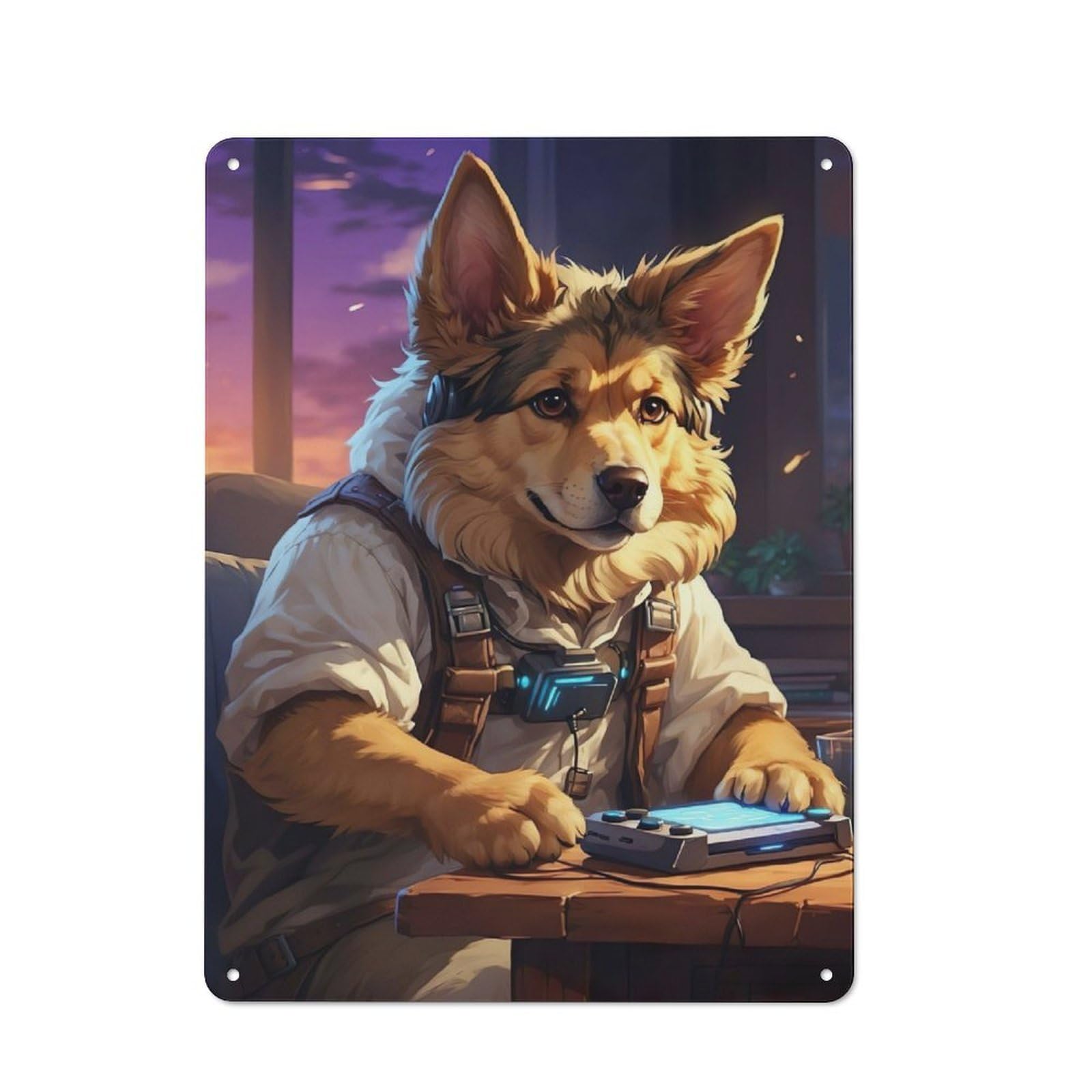 Junmoney German Shepherd Industrial Metal Wall Decor 40X30cm, Metal Wall Sign For Tool Room, Garage, Studio Or Home Bar