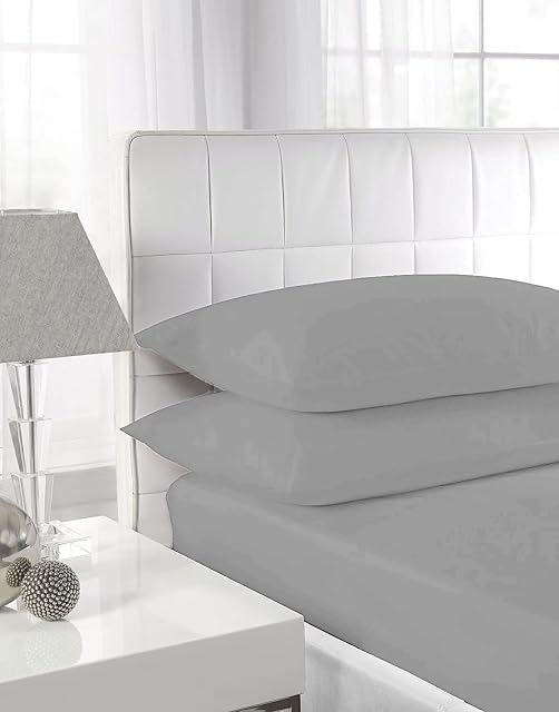 100% Brushed Cotton Soft Flannelette Pillowcase Pair 12 Colours (SILVER)