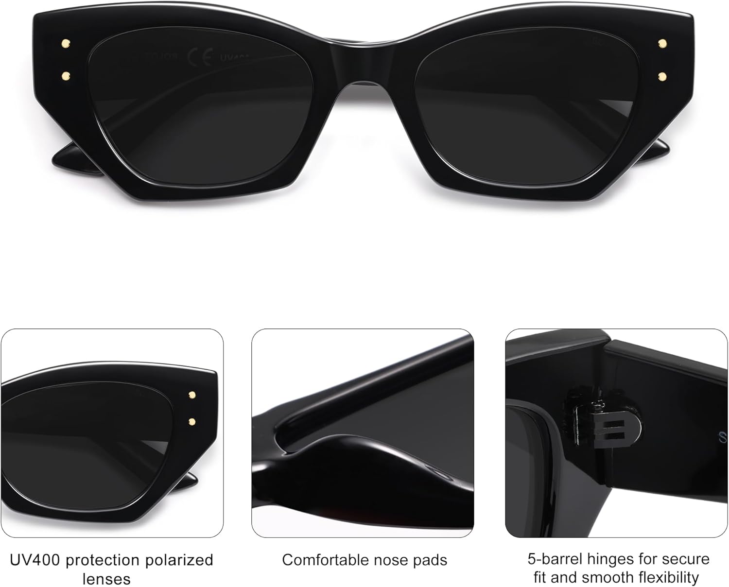 SOJOS Retro Trendy Polarized Sunglasses For Women Narrow Cat Eye Womens Shades SJ2346 - Image 4