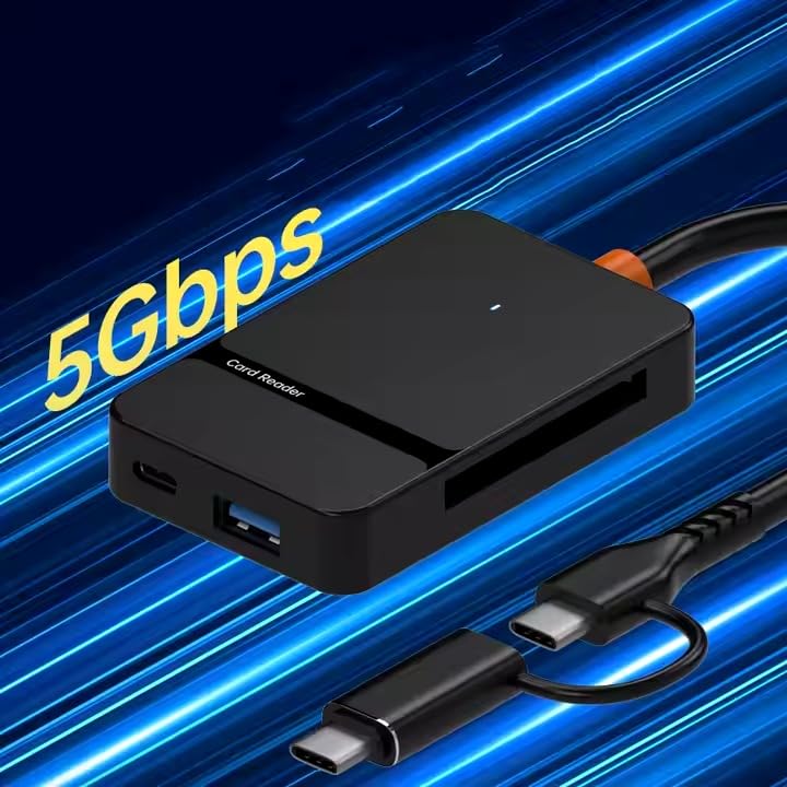 Image of USB Type C + USB 3.0 8 in 1 Multi-Ports Card Reader Support MS CF TF /SD DHC SDXC for Laptop Mobile Phone Camera