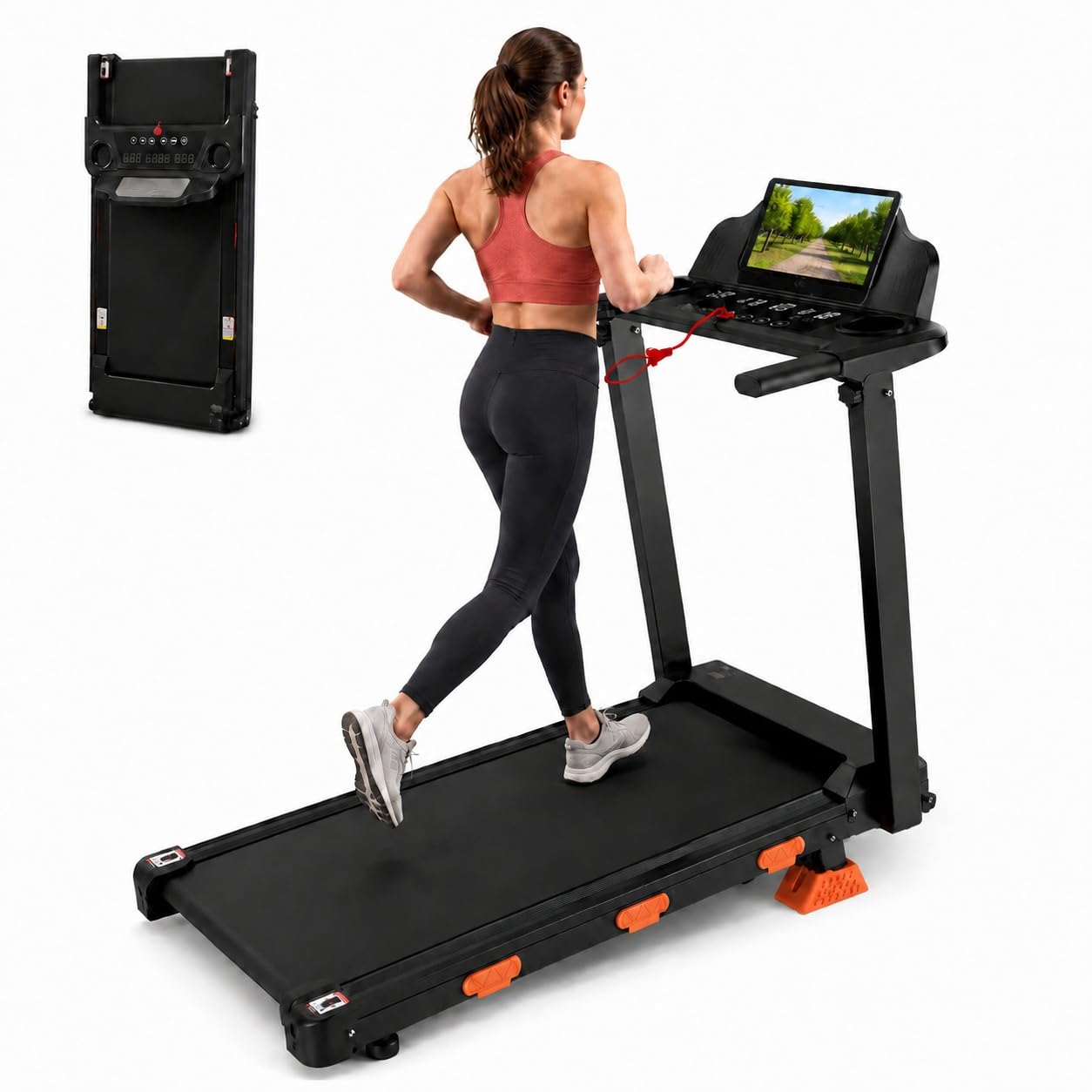 Tapis Roulant Pieghevole Salvaspazio per Casa, Walking Pad con Inclinazione 15%, Motore Silenzioso 3,0 HP, Velocità fino a 12 km/h, Display LED, Portata 156 kg