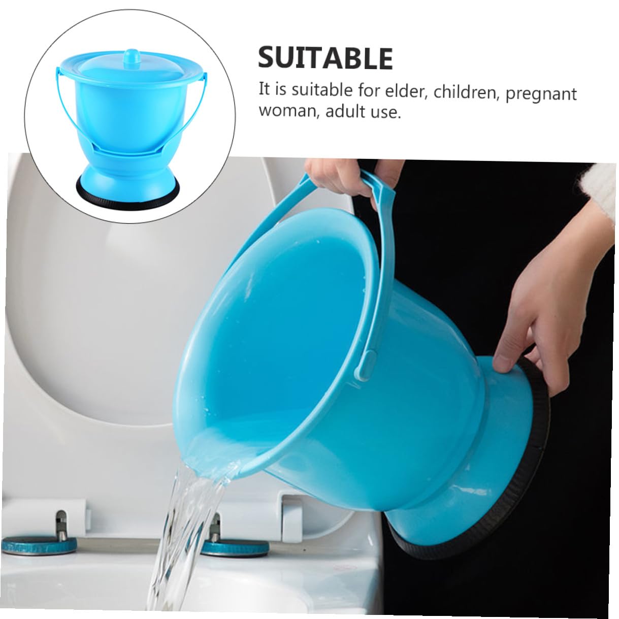 Vasino Portatile in Plastica Resistente con Manico per Anziani Donne Incinte Orinatoio Casa e Camera da Letto Facile da Pulire Macchie