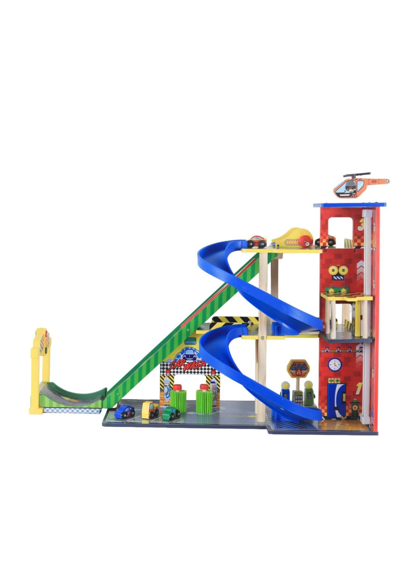 Gold Land Toys Mega Ramp Wooden Racing Set - Min-46 63267, 40x90x65cm