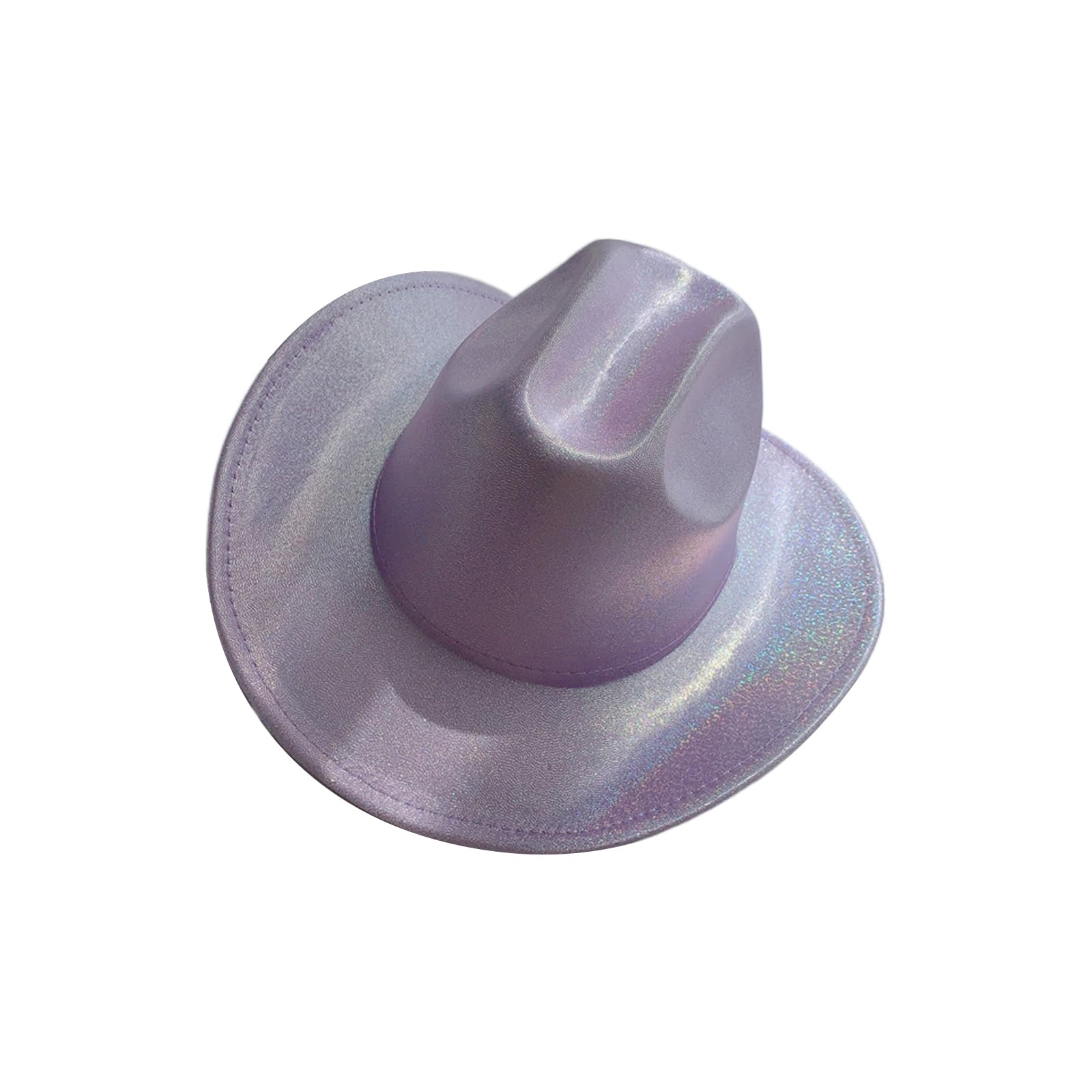 Sombrero de vaquero con lentejuelas de Navidad, estilo occidental, sombrero de ala grande, sombrero de fieltro Fedora brillante, accesorio de ala ancha curvada