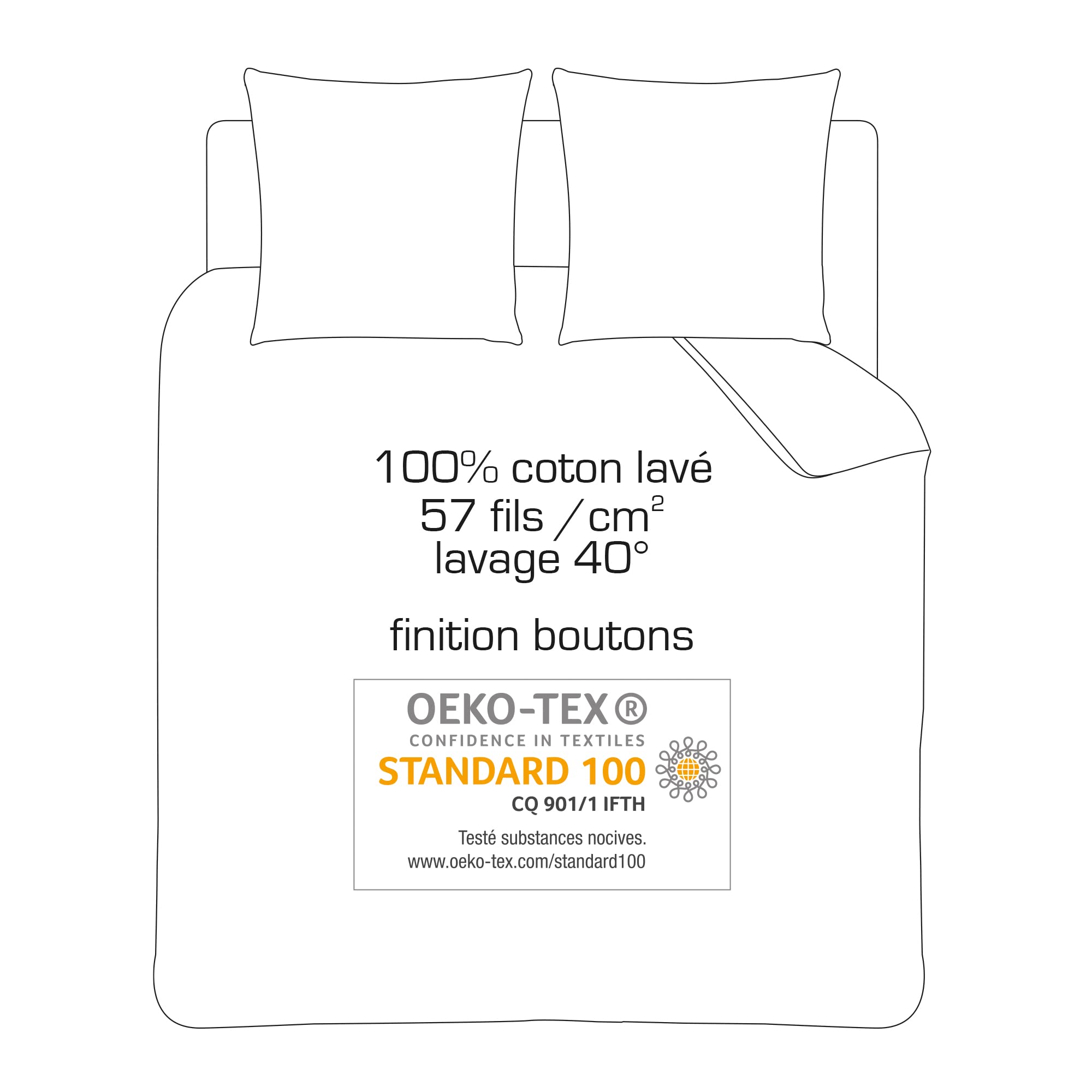 MATT & ROSE Housse de Couette Coton LAVÉ Unie 100% Coton | Bleu glacier | 240x220 cm | Chambre adulte lit 2 places | Coton lavé doux au toucher | Fermeture boutons | Certifié Oeko-Tex