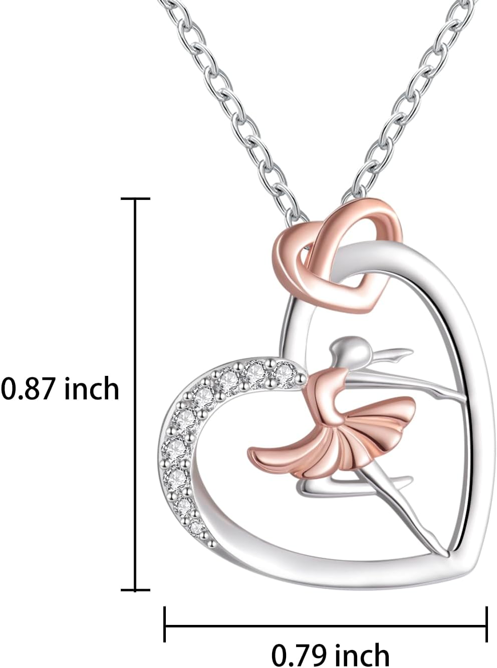 925 Sterling Silver Heart Ballet Dance Lovers Necklace Ballerina Silhouette Jewelry Dancer Pendant Graduation Gift for Women - Image 9