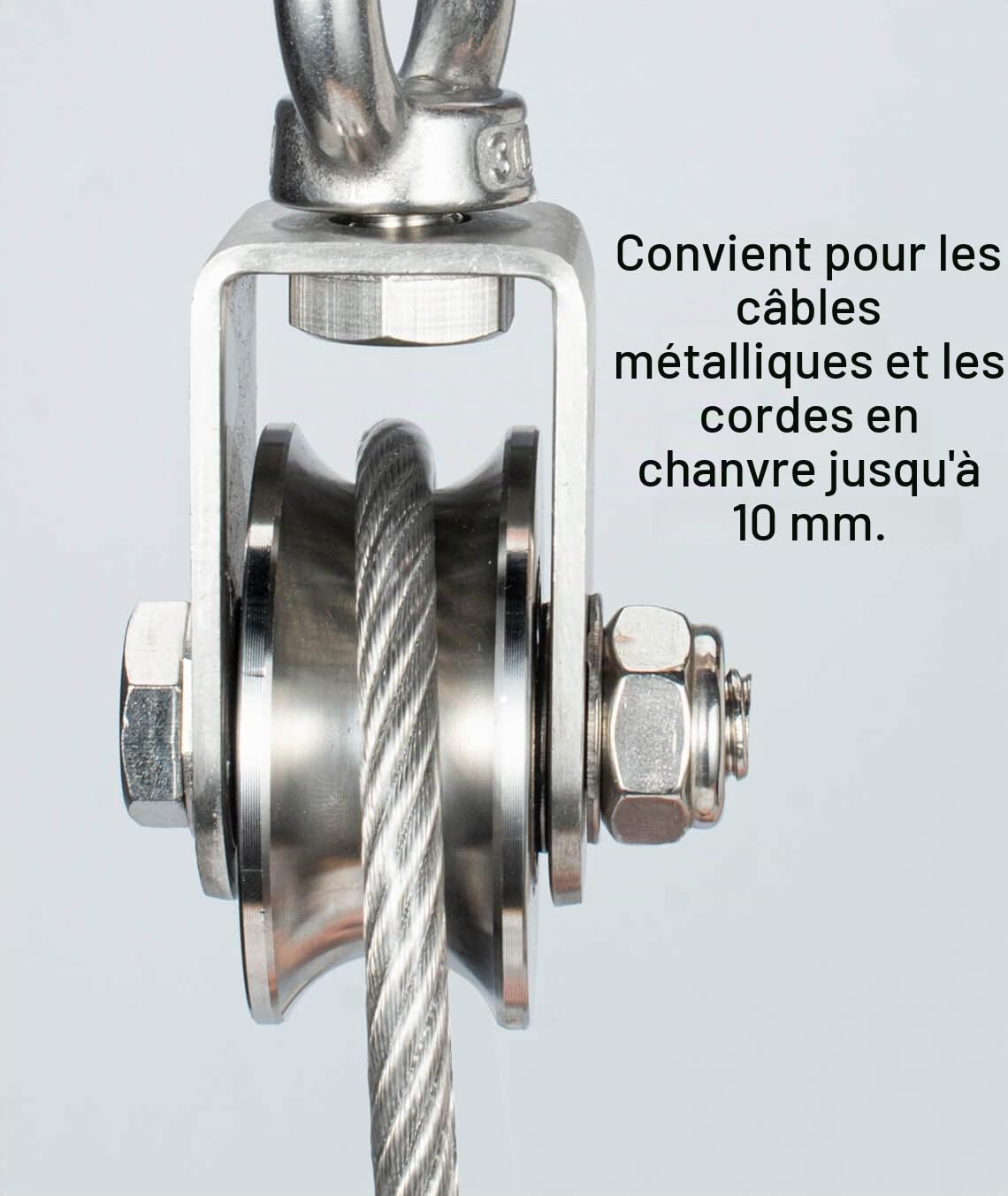 Poulie de renvoi en acier avec 2 roulements à billes, poulie Fitness en acier inoxydable 304, charge maximale : 500 kg, 2 Pack