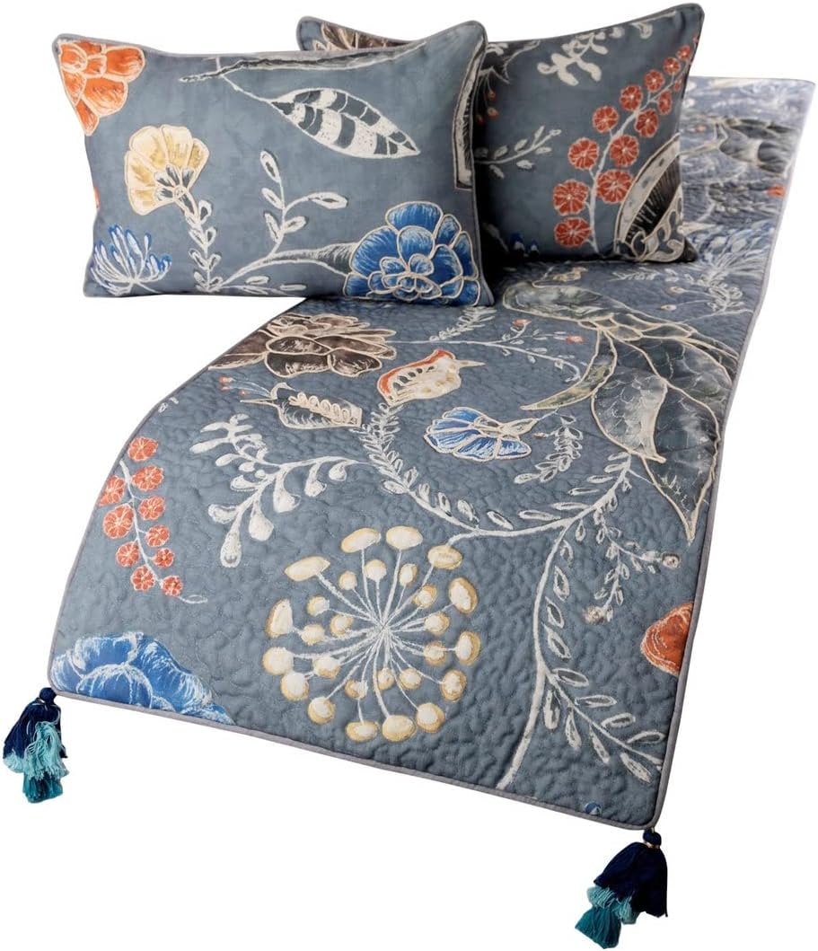 The HomeCentric Blue Bed Runner, King Size 90"x18" Decorative Bed Runner with