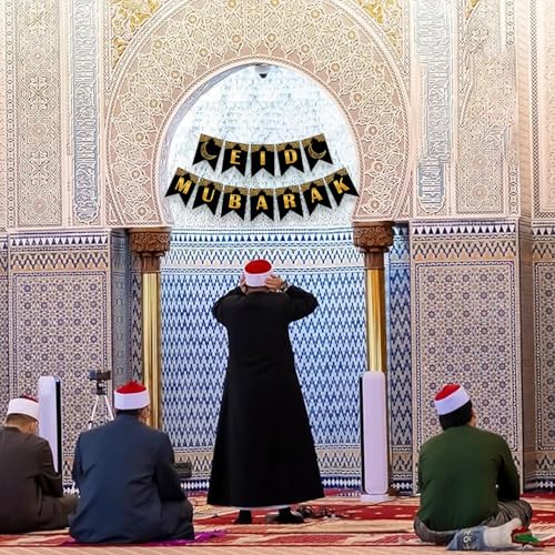 Image of Rozi Decoration metal Eid Mubarak Hanging Banner Decorations Items For Room,Office,Lawn,Garden,Entryway Decorations Pack Of 1 Banner,Red