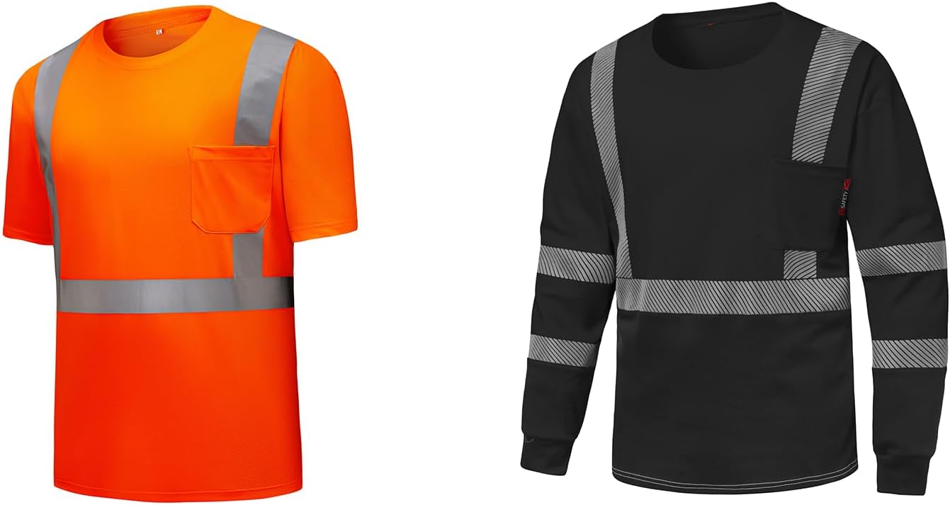 FR Shirt for Men 6 oz 100% Cotton Flame Resistant Shirts High Visibility Shirts Quick Dry Safety T Shirt
