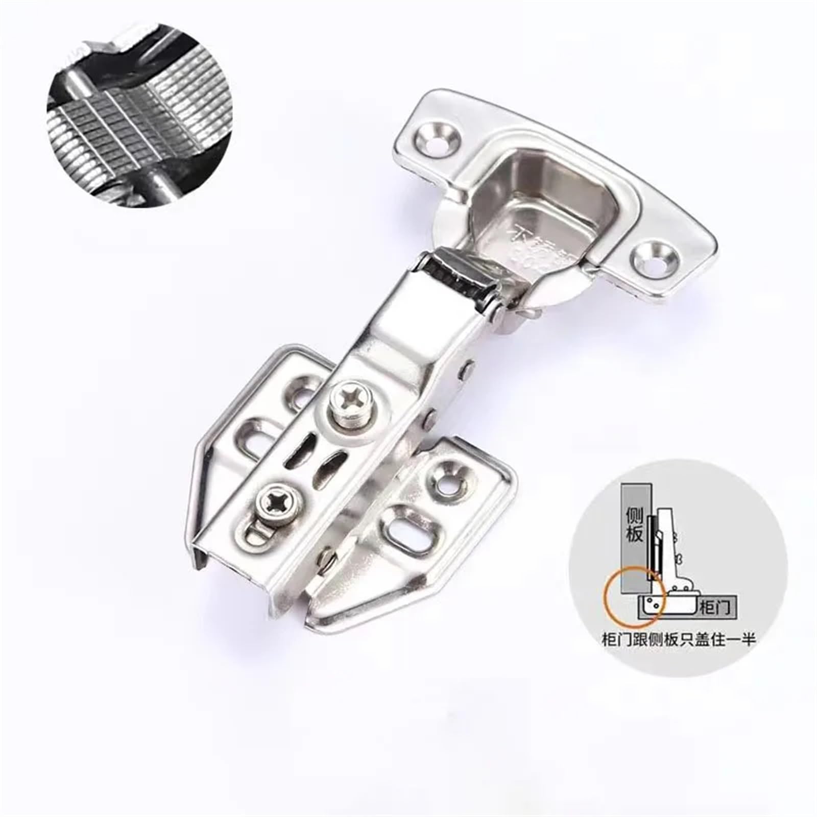 zawiasy 304 Zawias hydrauliczny ze stali nierdzewnej Bufor amortyzatora Miękkie zamykanie Szafka Kubek 35 mm Sprzęt meblowy 1 sztuka(Half 1PC)