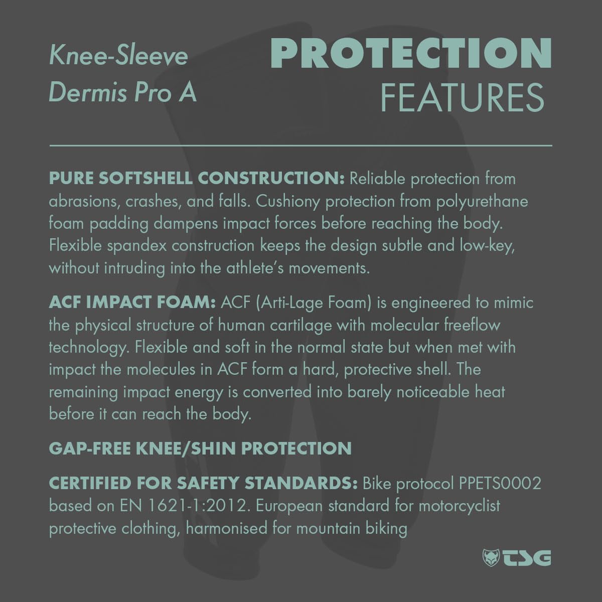 TSG Dermis Pro A Knee & Shin Guard – Lightweight, Slim-Line BMX & Enduro Pads with ACF Impact Foam, Softshell Construction, Breathable Spandex Sleeve, Ergonomic Fit, Abrasion-Resistant, Flexible & Comfortable - Pull Over Design