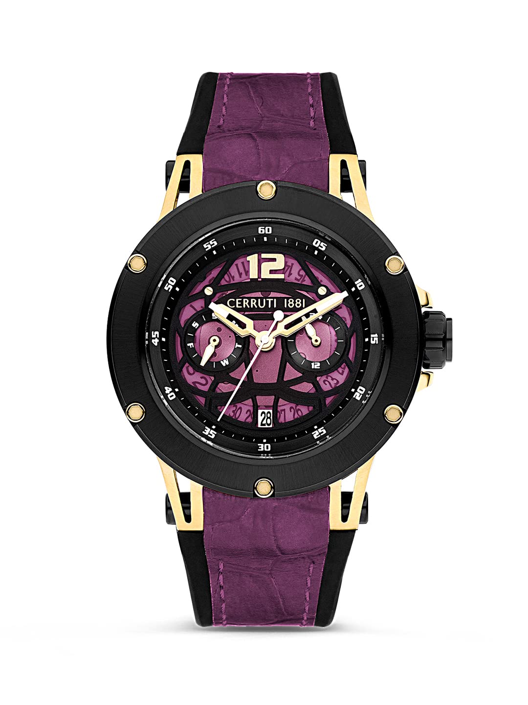 Cerruti 1881 Velletri Mens Round Shape Leather Band Analog Wrist Watch 53 mm