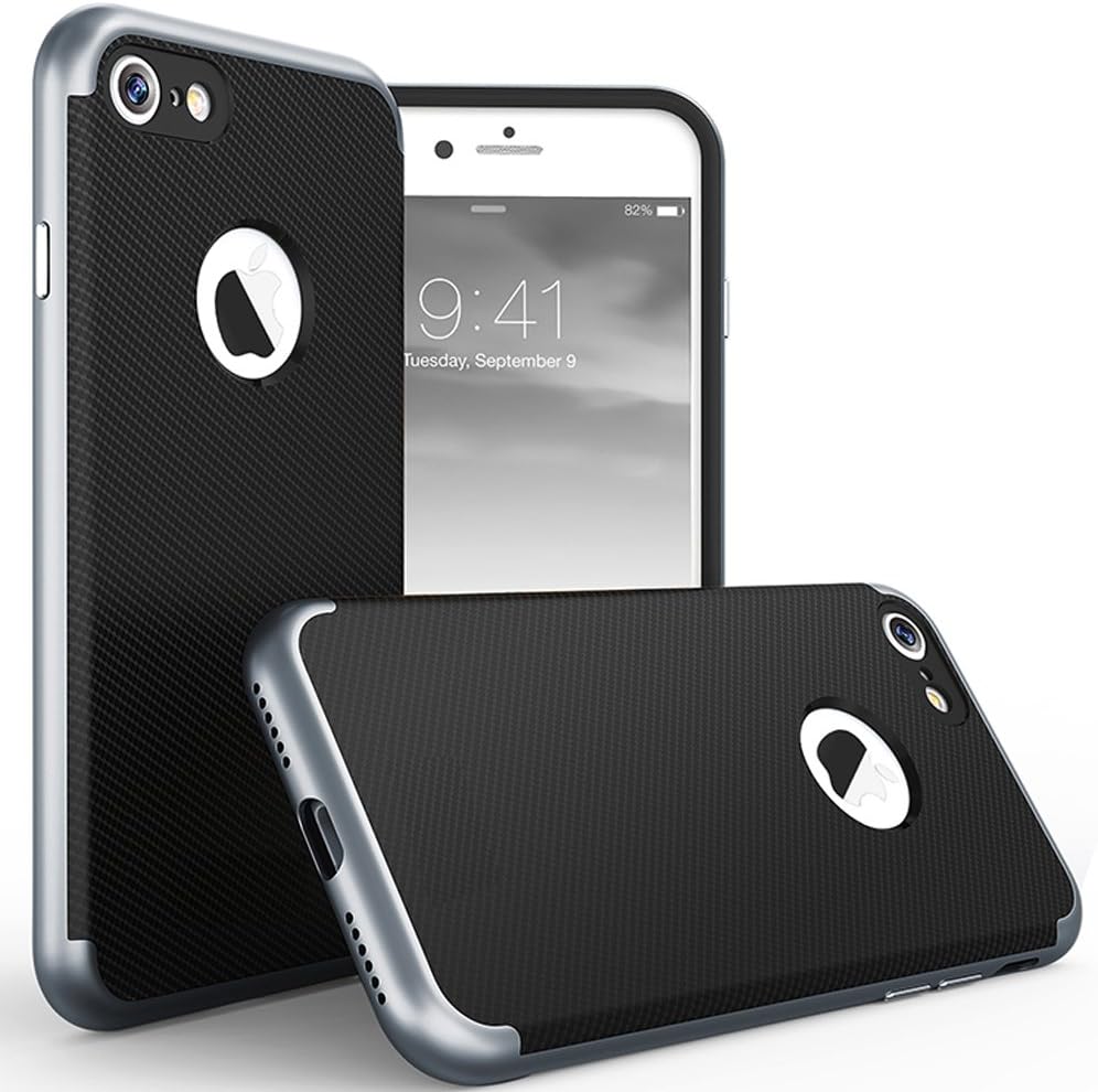 iPhone 7 case, EtekStorm Shockproof Hybrid Dual Layer Protective Case,Classic Rich Texture [Carbon Fiber] [Luxury Slim] for Apple iPhone 7 4.7 inch (Grey)
