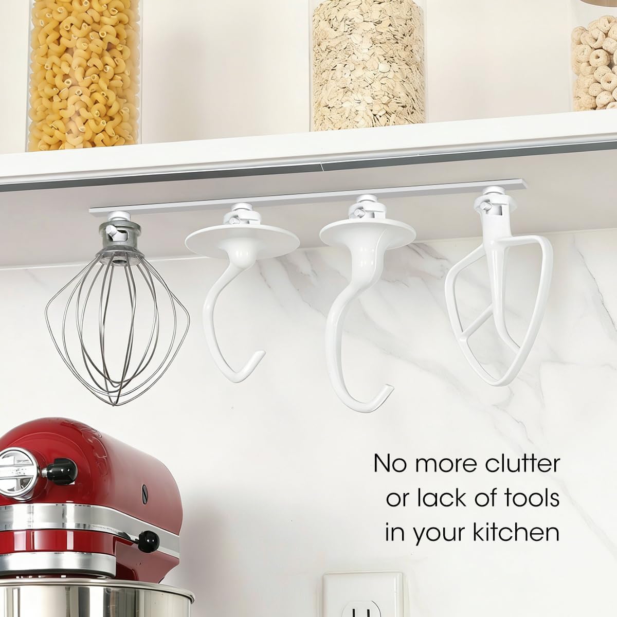Aieve Metal Stand Mixer Attachment Holder Compatible with Kitchenaid Mixer Accessories, for Storage Organize Your Kitchen Aid attachments, White