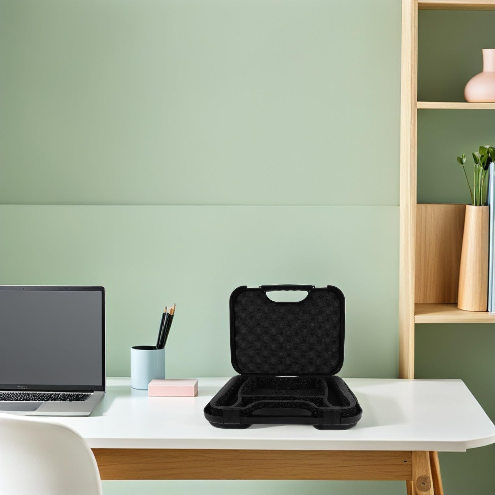 Custodia Rigida per Microfono Wireless 2 Pezzi in Plastica Manico Portatile e Scomparti Imbottiti per Eventi Live e Viaggio Grande Capacità di Stoccaggio