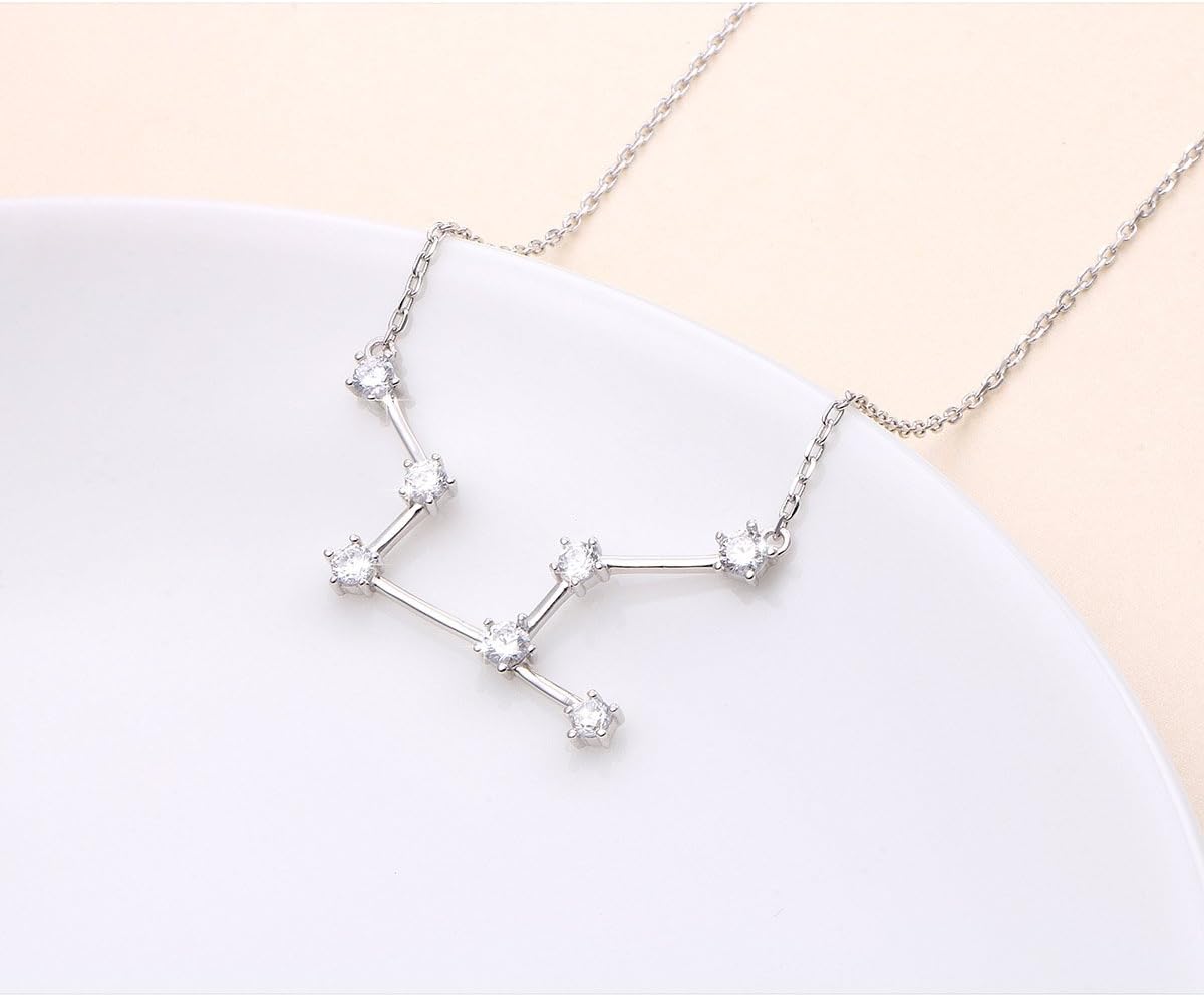 925 Sterling Silver CZ Astrology 12 Constellation Horoscope Sign Astrology Zodiac Star Necklace Birthday Jewelry for Women,18-20 inch - Image 4