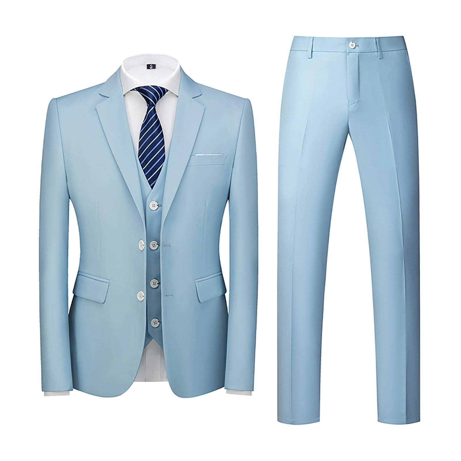 Herren Anzüge 3-Teilig Slim Fit Einreihig Zwei Knöpfe für Hochzeit Herren 3-Stücke Anzug Formell Sakko Weste Hose 1-Knopf Herrenanzug Modern Formell Sakko Weste Hose für Business Hochzeit