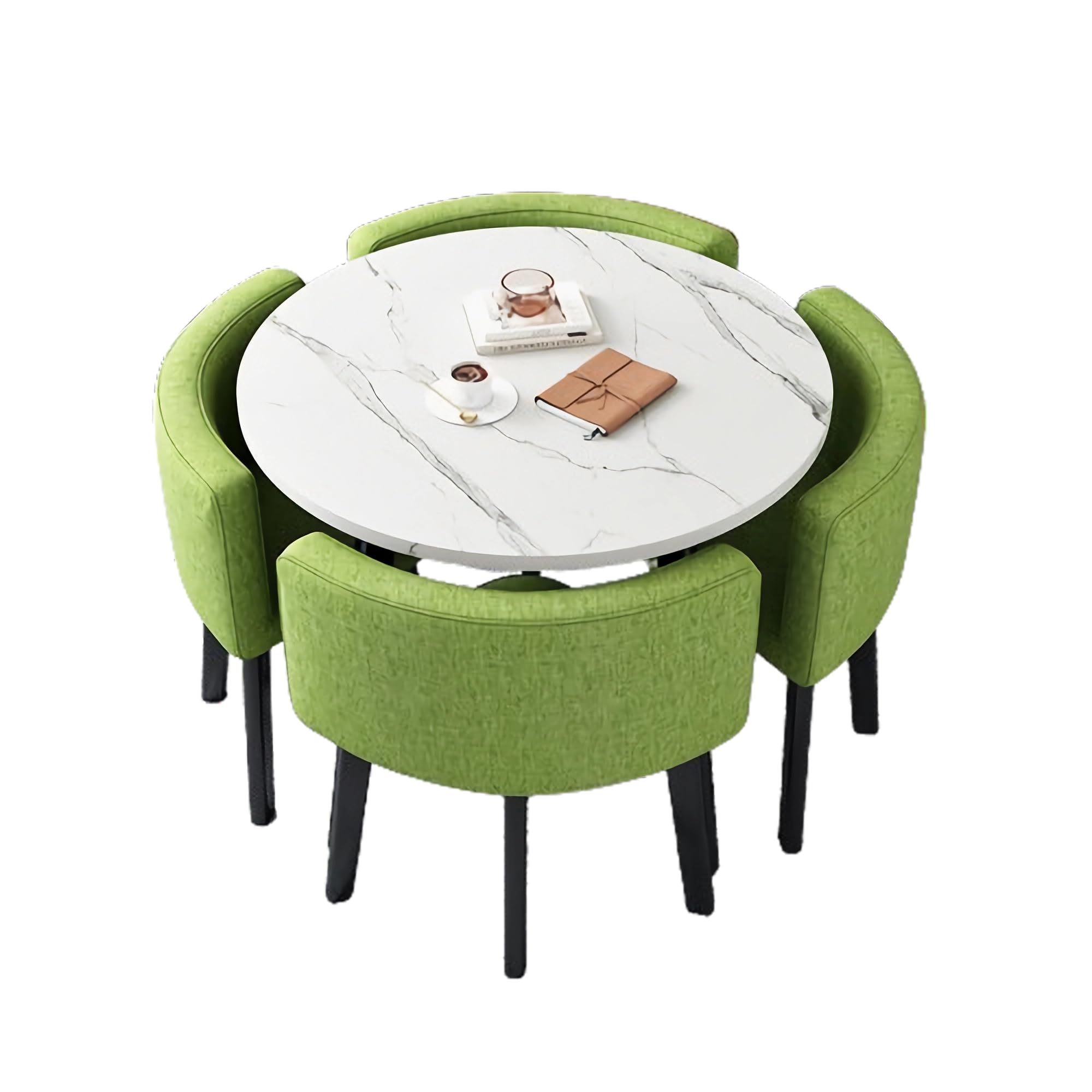 Office Reception Room Club Table and Chair Set, Reception Table and Chair Combination, Negotiation Table Sales Office Shops Meetings Small Round Tables (Green,Cloth)