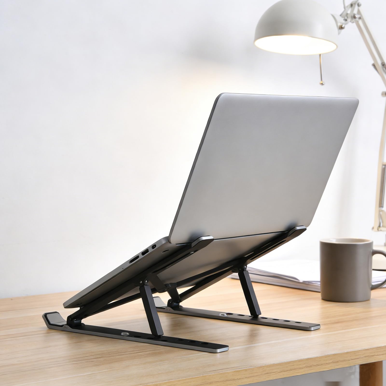 Laptop Stand for Desk Adjustable Laptop Riser ABS Silicone Foldable Portable Notebook Holder Ventilated Cooling Notebook Mount Computer