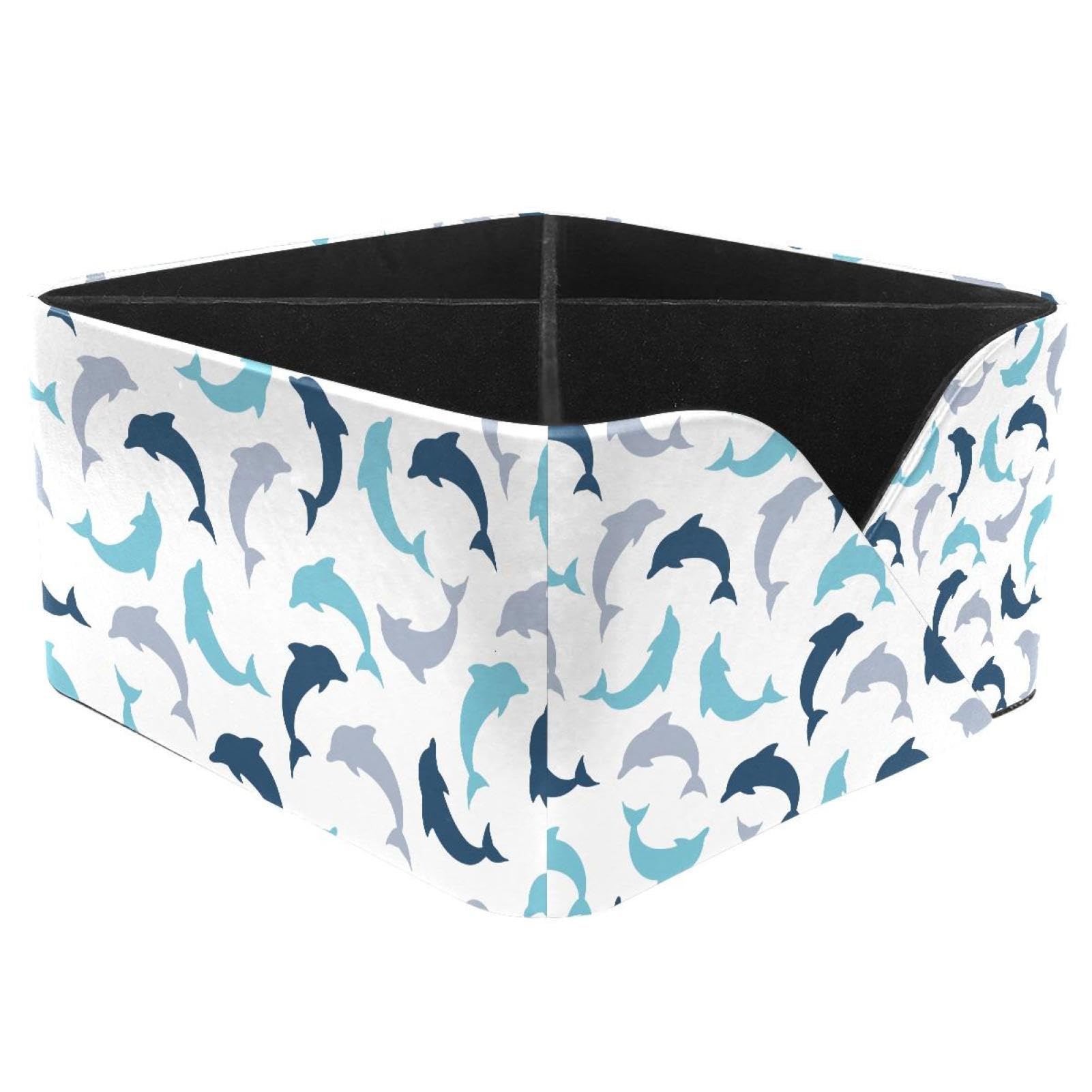 KengjuTesu Dolphin Cute Underwater Animals Sea Life Pattern Desktop Organizer Pen Holder, Rectangular Pencil Cup for Office, Study and Makeup Stations