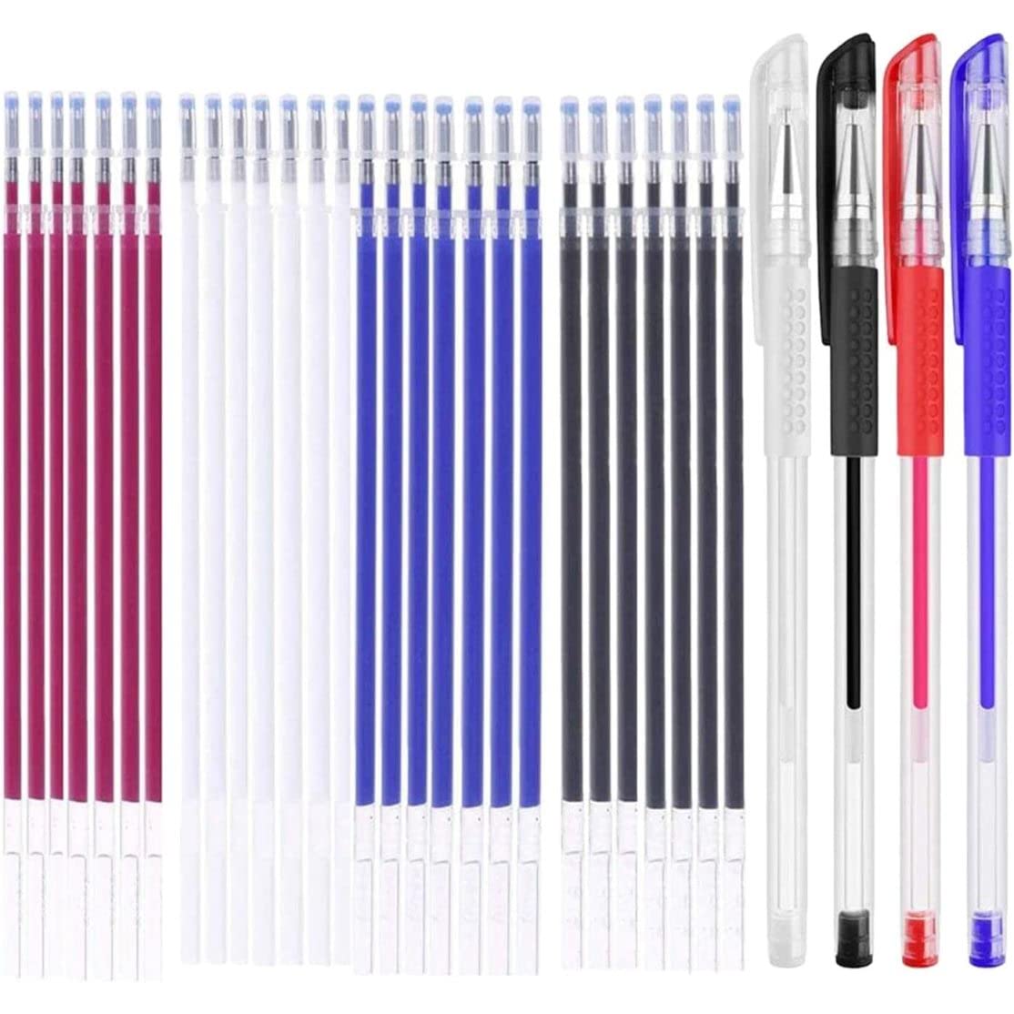 Licsaliwe Heat Erasable Fabric Marking Pens 4pcs with 28 Refills – 4 Colors for Quilting Sewing DIY Dressmaking