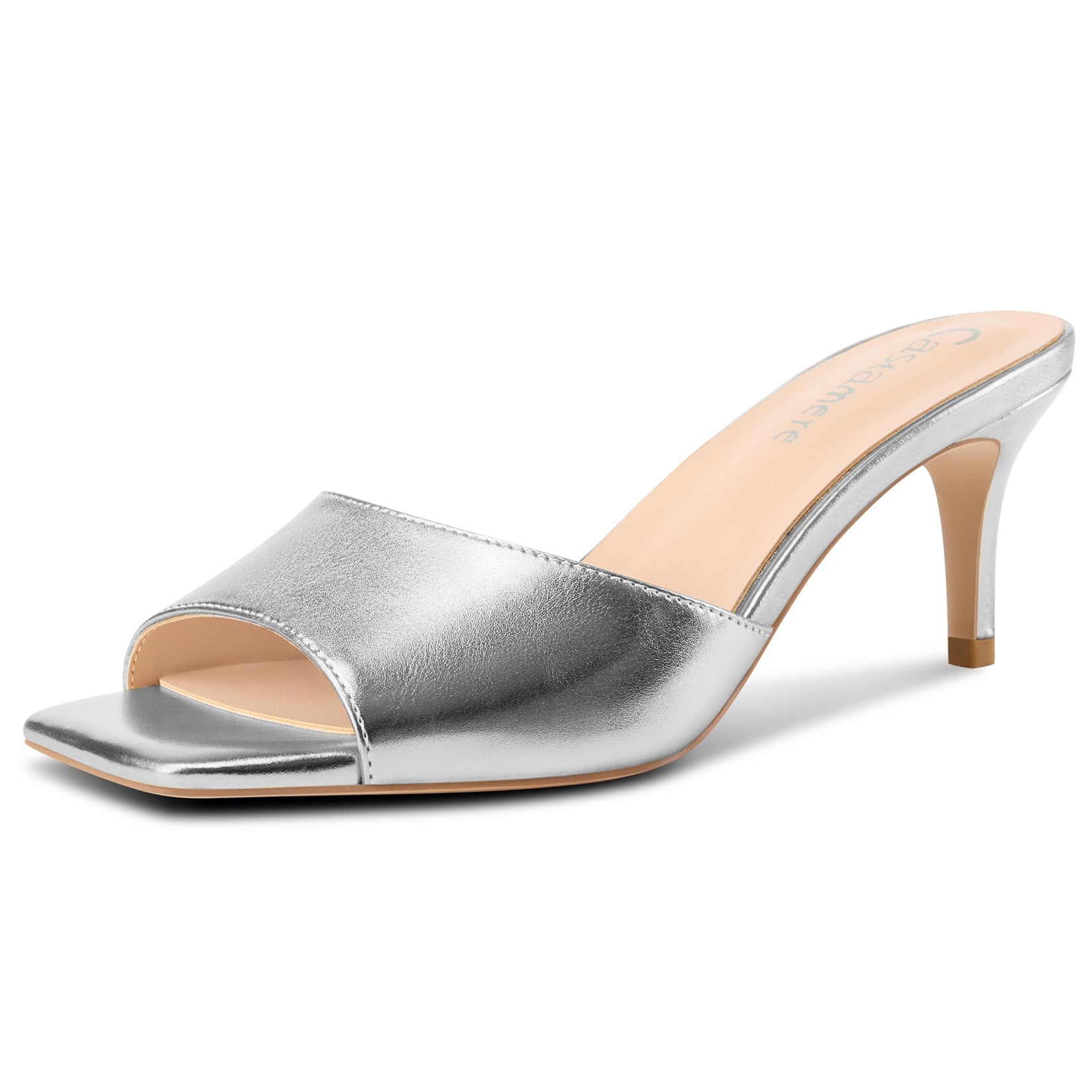 Castamere Women's Heeled Sandals Square Open Toe Kitten Heels Slip On Mules Casual Party Dress Shoes 2.6 Inches Heels