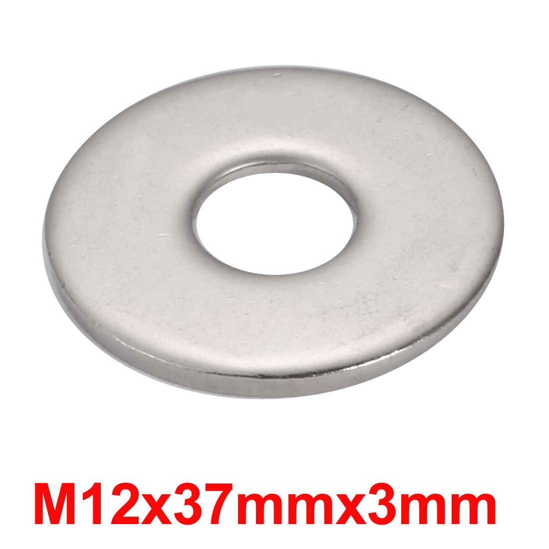 Ruilogod M12x37mmx3mm DIN9021 acero inoxidable 304 Arandela plana de plata del tono 50pcs