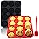 Bongpuda Silicone Muffin Pan,2 Pack 2.8" 12 Cups Silicone Egg Bites Pan,Non-Stick,Easy to Release,BPA Free,for Egg Muffins,Cu