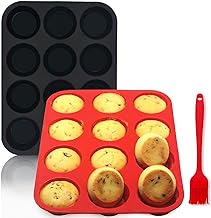 Bongpuda 12 Cups Muffin Pans 3PCS Nonstick Silicone Egg Bites Molds - Cake Pop Maker Cupcake Pan 12 Regular Size | Silicone Loaf Pan, Silicone Baking Sheet brownie Trays For Oven, Bakeware, Cookies
